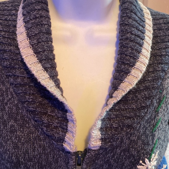 Embellished Holiday Zip-Front Sweater - Picture 6 of 7